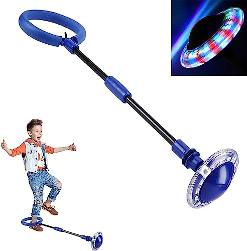 Q-WOOFF Kinder Blinkender Springring, Sport Sprungball，Faltbarer Flash Jumping Ball, Geeignet Für Geschicklichkeitsspiele Für Kinder Oder Erwachsene, Übung(Blau-1)