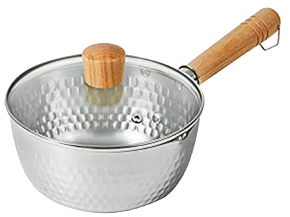 OQHAIR Cocina Utensilios de Cocina Utensilios de Cocina con Tapa Cazo Calentar Leche Utensilios de Cocina fáciles de Limpiar, Mango de 18 cm