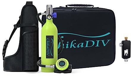 Ezweiji ChikaDiv Mini bouteilles de plongée, capacité de 1 l, kit d'équipement de plongée portable pour plongeurs, 15 à 20 minutes, loisirs sous-marins/travail de plongée pour exercices de plongée et
