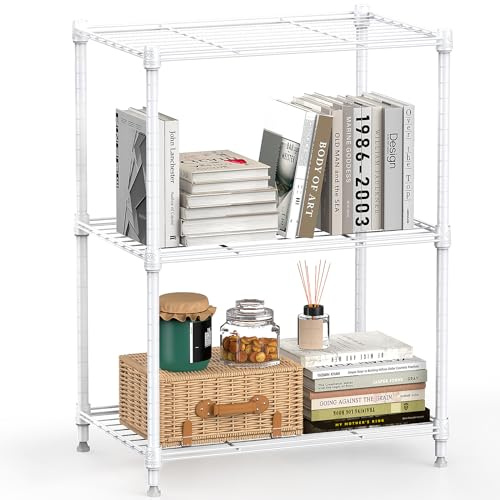 M MZG 204.3 KG Wire Storage 3-Tier Utility Shelving Unit Steel Organizer Wire Rack for Home,Kitchen,Office,White 30 x 45 x 67 cm
