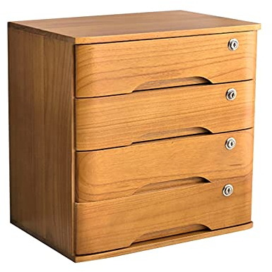 Schreibtisch Schubladenbox - Schreibtisch Aktenschrank - Schreibtisch Organizer, Holz-Desktop-Organizer-Schrank Mit Schloss, Aktenorganisator Mit Schubladen, A4-Quittungsakten-Organizer ( Color : B ,