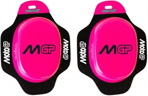 Deslizadera de Rodilla para motoristas, Rodillera deslizantes Carretera Circuito competicion Sliders con Logo MotoGP (Rosa)
