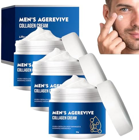 AgeRevive - Crema de colágeno para hombre, crema hidratante diaria antiarrugas, loción facial para hombres, crema antienvejecimiento para hombres, crema facial antiarrugas para hombre, 1.06 onzas (3