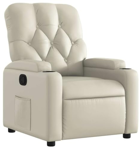 vidaXL Relaxsessel, Sessel mit Liegefunktion, Fernsehsessel Verstellbare Rückenlehne, Liegesessel Ruhesessel Polstersessel, Creme Kunstleder