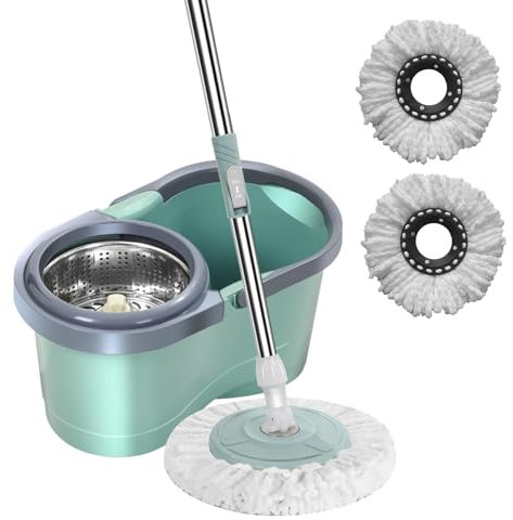Sistema de cubo de fregona giratoria, fregona giratoria automática para limpieza del hogar, fregona de microfibra giratoria de 360°, fregona de limpieza que ahorra manno de obra con escurridor para sa