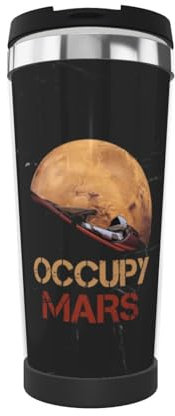FJQWKLF Occupy Mars Isolierbecher 13 oz Edelstahl Vakuum Kaffeebecher