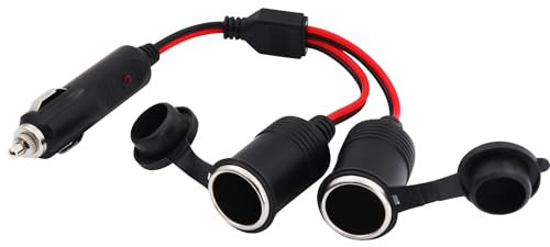 LANMINGLEL Adaptador Splitter de Encendedor de Cigarrillos Dual 12V/24V 1 a 2 Adaptador Splitter de Encendedor de Cigarrillos para Coche de 2 Vías con Cable de Extensión Macho a Hembra con Fusible