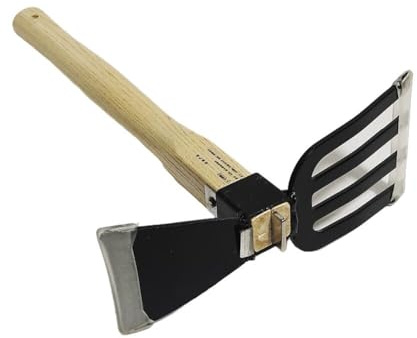 Houe de Jardin, Houe et Râteau de Jardin 2 en 1, Outil de Jardinage avec Manche en Bois, Excavation Houe pour la Plantation de Légumes Fleurs, Sol Nivellement, Scarification et Désherbage (38*21cm)