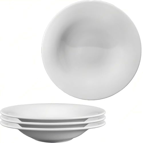 Sicignano | Juego de 3 platos hondos de porcelana blanca redonda de 26 cm Nápoles Pasta B-Bowl para primeros platos, resistentes, lavables en lavavajillas, aptos para microondas, Made in Italy