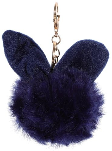 WRITWAA 2stücke Pom Pom Schlüsselanhänger Mit Kaninchenohren Flauschiger Kunstfell- Für Handtasche Und Schlüssel Süße Damen-dekoration Blau Für Und Anlässe