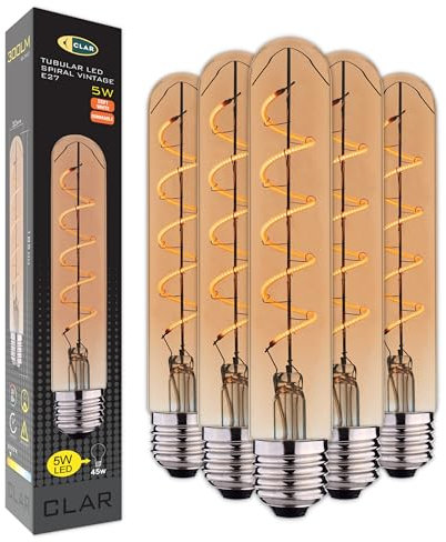 CLAR - LED Vintage Glühbirne E27 5W Amber, Edison Retro Leuchtmittel (Pack 5)