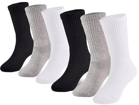 ARROMI 6 Pairs Slouch & Long Socks - Women's Boot Socks for Winter (Black+White+Gray)