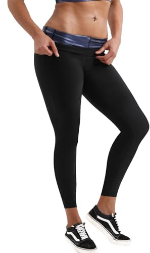 WIXIDOJI Sweat Sauna Pants Heat Trapping Sweat Leggings Sauna Suit for Women Workout Gym Exercise, Black 1, L/XL