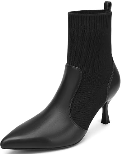 NEWBELLA Women‘s Commute Pointed Toe Ankle Boots (Black, Adult, Women, 6.5, Numeric, US Footwear Size System, Medium)