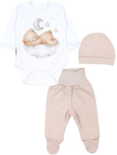 TupTam Baby Set mit Langarmbody, Hose & Mütze – 3-teilig