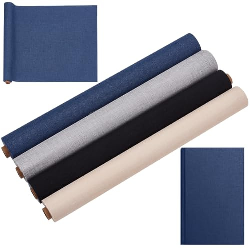 CRASPIRE 4 Color 51 x 11.8 Tela para Libros Tela de Lino Superficie con Respaldo de Papel Cubierta para Encuadernación de Libros Suministros para Encuadernación de Libros Protector para Álbumes de Re