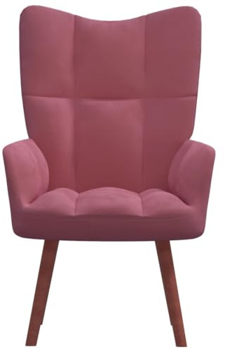 Willwood Ohrensessel Sessel Wohnzimmersessel Polstersessel Loungesessel Ohrensessel mit Holzbeinen Rosa Samt