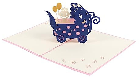 STOBOK Kinderwagen-Grußkarte Weihnachtsgrußkarten Alles zum Geburtstagskarte Dank lustige geburtstagskarte geburtskarten Wunsch Nachricht spezielles Papiermaterial Blue