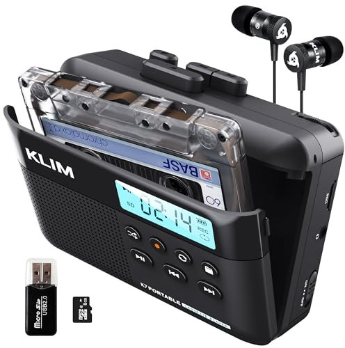 K7 Cassette Player - Convertitore Cassette MP3 - Lettore Cassette Audio Portatile - Microfono e Altoparlante Incorporati - Batteria Ricaricabile - Auricolari - Scheda SD da 8 GB