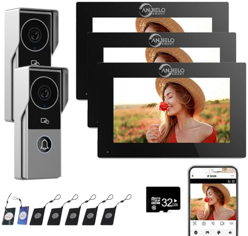 Wired Video Doorbell Intercom System,TUYA WiFi Smart Home Video Intercom Door Phone Kits,7 Inch Screen Monitor,1080P HD Camera,3 in 1 Unlock for Apartment Villa Home,32G