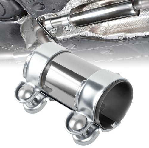 Conector de Tubo de Escape, Ø 55 mm x 125 mm Abrazadera de Escape Conector de Tubo, Abrazaderas de Escape Abrazaderas con Sistema de Escape de Doble Abrazadera Universal 125mm de Longitud