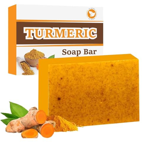 Turmeric & Kojic Acid Soap Bar for Body & Face, Fades Dark Spots & Acne, Boosts Collagen & Vitamin C for Even Tone & Smooth Glow, 100g