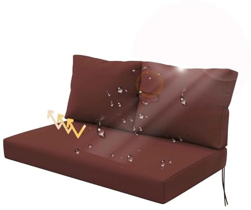 Palettenkissen 120x80cm Burgund, Palettenpolster Outdoor Wasserdicht, Europaletten Palettensofa Polster für Palettenmöbel, Balkon Paletten Polster Set - Paletten Kissen 120x80 + 2 Rückenlehne 60x40