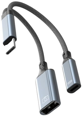 USB C Splitter Cable Double Port Charging Headphone Adapter Fast Data Transfer Braide Design For Smartphones