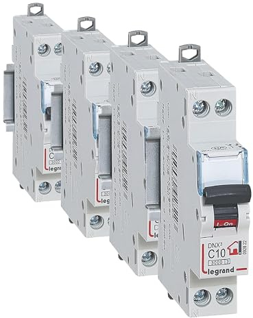 Legrand - Disjoncteur Phase + Neutre - 10A - bornes à vis - 1 module (Lot de 4)