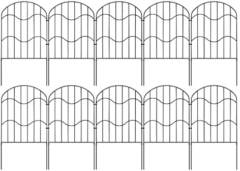 Recinzioni decorative, 3,3 m x 33 cm x 61 cm, in metallo inossidabile, per giardino, per aiuole, 10 pezzi, separazione temporanea per animali domestici, prati, terrazze, aiuole da giardino
