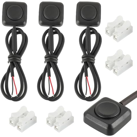 JAMHER 4 Piezas Interruptor Pulsador Momentáneo, Botones Bocina ON/Off 12V-24V Mini Interruptor de Botón para Bocina Automóvil Control Industrial, Experimentos Electrónicos