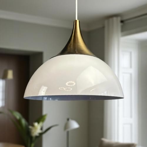bamyum Yimpi Lampada a Sospensione Soggiorno Ø30 cm, E27 Pranzo in Metallo, Decorativa da Cucina, Moderna a Ciliegia Bianco