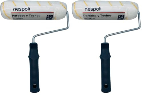 Nespoli Rodillo de Pintura Antigota, 22 cm, para Todo Tipo de Superficies y Pinturas, Mango Ergonómico, Bordes Biselados para Evitar Marcas, Ideal para la Decoración del Hogar (Paquete de 2)