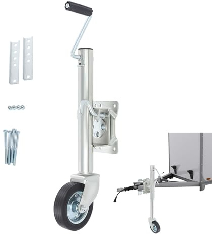 Fridgestea Rueda de apoyo de 544 kg / 1200 lbs Bugrad | Rueda de apoyo para remolque resistente con manivela de 25,4 cm | Acero galvanizado para remolques, caravanas y barcos | Tubo de 44/51 mm de