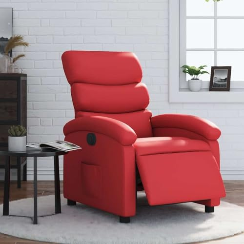 Owoxanthellate Poltrona relax elettrica rossa, 70 x 92 x 99,5 cm, in similpelle, con funzione reclinabile a 135°, robusta e durevole, per soggiorno, camera da letto, Home Cinema