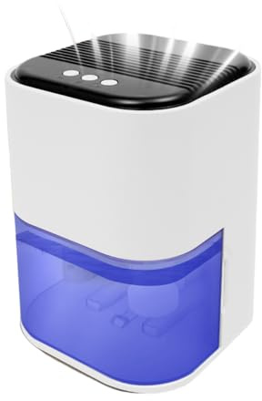 Deumidificatore, serbatoio dell'acqua da 2 l, piccolo deumidificatore elettrico a risparmio energetico, portatile, ultra silenzioso, spegnimento automatico, 7 luci colorate, disidratatore per armadio