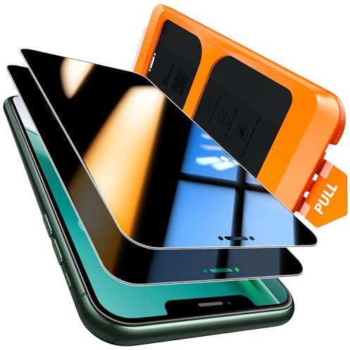 TOCOL 2 Piezas Protector Pantalla de Privacidad para iPhone 11 Pro, iPhone X, XS, Alineación Automática para Una Instalación Rápida, Antiespia Cristal Templado de Dureza 9H+Inastillable