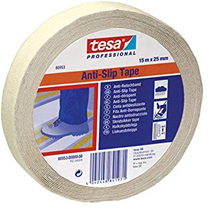 tesa Professional Ruban Antidérapant - 15 m x 25 mm - Fluorescent | Ruban adhésif antidérapant intérieur/extérieur - Excellente adhérence sur escaliers, échelles et sols glissants