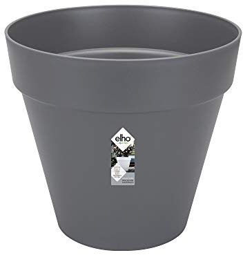 Elho Loft Urban Rond 40 - Pot De Fleurs pour Extérieur - Plastique 100% recyclé - Ø 38.5 x H 35.3 cm - Noir/Anthracite