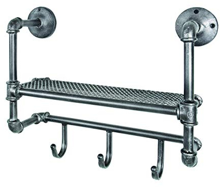 HAKU Möbel Wandgarderobe anthrazit, Metall - Maße: B 52 cm x H 41 cm x T 16 cm, Style: Industrial