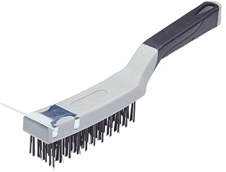 ProDec 11 inch Wire Brush with Scraper, 4 High Density Rows of Steel Wire for Heavy Duty Cleaning of Wood, Metal, Masonry, Paint & Grime Removal, Cleaning Rust, Grills, Tiles, Brick, 11