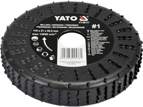 Yato YT-59177, Raspelscheibe D 118 x 22,2, Raspel stirnseitig/flächig, für Holz, Gipskarton