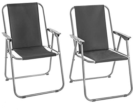 ESTEXO Lot de 2 chaises de camping pliantes - Chaise de pêche - Chaise de plage - Pliable - Pour l'extérieur