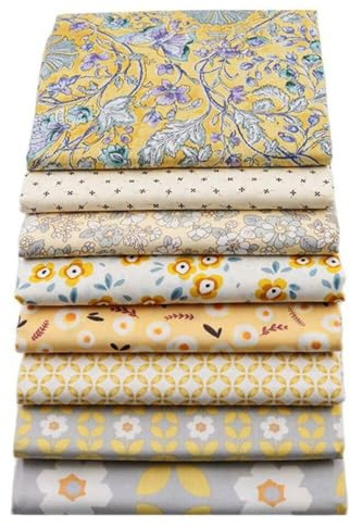 Paquete de10 piezas de tela de algodón para manualidades, cuadrados, patchwork, floral, algodón, 46 cm x 56 cm