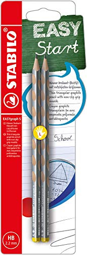 STABILO - Schmaler Dreikant-Bleistift für Linkshänder - EASYgraph S Metallic in Silber - 2er Pack - Härtegrad HB