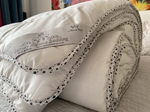 Trapunta di alpaca Piumino classico in lana merino, trapuntato in cotone bianco + imbottitura in lana 8-10,5 tog, 400 g/mq, peso medio (160 x 200 cm)