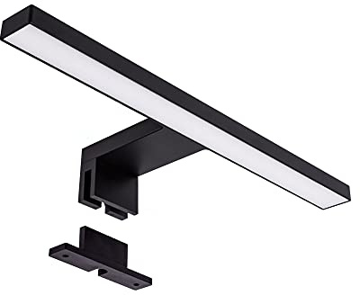 Maxkomfort LED Spiegelleuchte Bad 30cm Eckig Schwarz – 5W Neutralweiß 4000K – IP44 IP44 Aufbauleuchte 230V – Badbeleuchtung & Schminklicht für Spiegelschrank & Wand