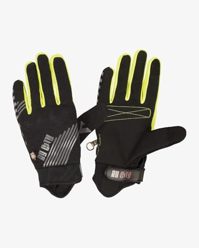BY CITY - Guantes Moscow Man - Tejidos Antiabrasión Resistentes - Protecciones Rígidas en Nudillos - Función Táctil en Dedos - Cierre de Velcro Ajustable - Talla L - Amarillo