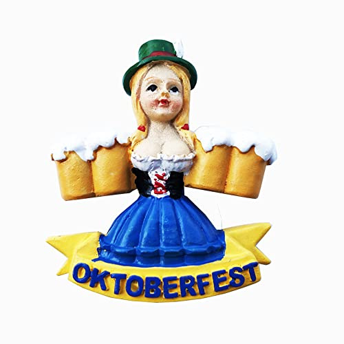 München Deutschland 3D Oktoberfest Mädchen Kühlschrankmagnet Souvenir Geschenk, Harz handgefertigt München Kühlschrankmagnet Home & Kitchen Decoration Collection