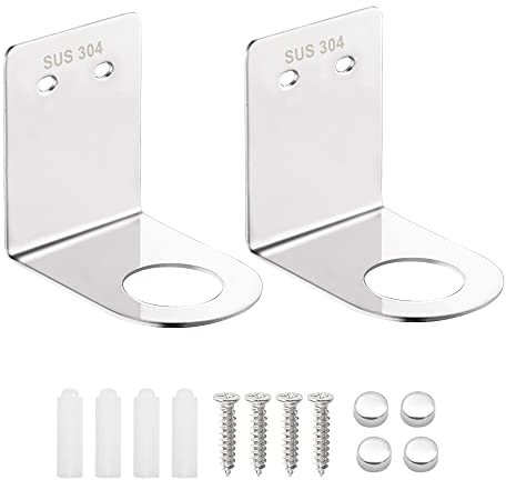 ComPDCVD 2 Pack Soap Bottle Dispenser Holder Wall Mounted Pump Hand Stand Hanging Jar Hanger Stainless Steel Shampoo Dispenser Bottles Hanging Shelf Storage Holder Racks for Kitchen Bathroom